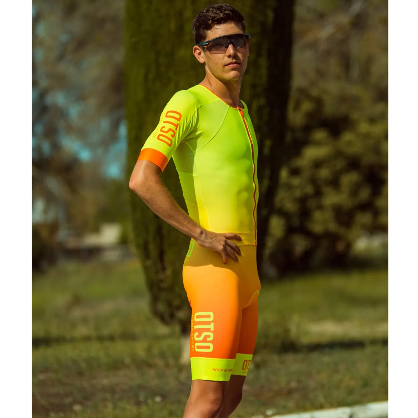 Sale Mono de triatlón hombre - Fluo Yellow & Fluo Orange (Outlet) Hombre Monos De Triatlón Para Hombre